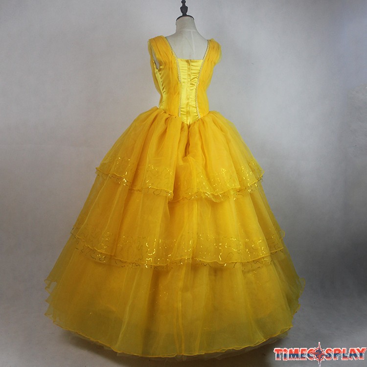 2017 Movie Beauty and The Beast Princess Belle Cosplay Dress Halloween ...